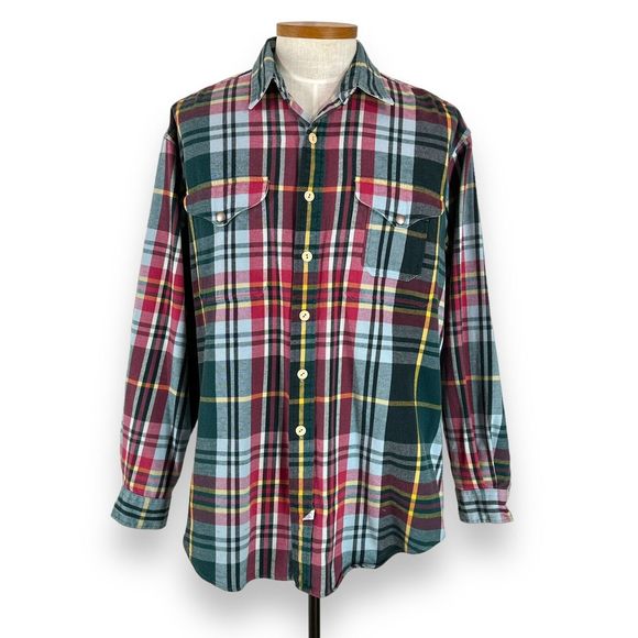 Vtg RALPH LAUREN POLO Flannel Shirt Sz XL Plaid Long Sleeve Double Pocket Button - Picture 1 of 8